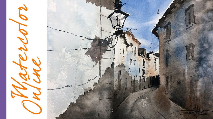 #103 White Walls? Paint it! (Watercolor Cityscape Tutorial)